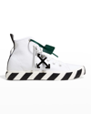 Off-white Men's Arrow Striped Canvas Mid-top Sneakers In White Black
