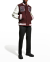 Burberry Men's Extended-pocket Varsity Jacket In Deep Maroon