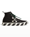 Off-white Men's Arrow Striped Canvas Mid-top Sneakers In Black White