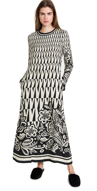 La Doublej Long Sleeve Swing Dress (placée) In Fauve Placee