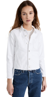 L Agence L'agence Janelle Raw Cut Slim Denim Jacket In White