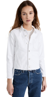 L Agence L'agence Janelle Raw Cut Slim Denim Jacket In Blanc