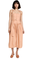 ulla johnson cosette pleated poplin midi dress NWT Ulla Johnson Cosette Pleated Poplin Midi Dress w/Pockets Pale Peach  Size 2