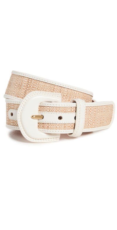Zimmermann Postcard Leather-trimmed Woven Raffia Waist Belt In
