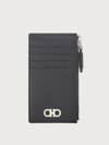 Ferragamo Revival Double Gancio Bicolor Zip Card Case In Black