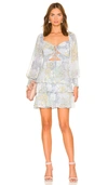 Astr Marietta Floral Smocked Dress In Blue Multi Floral