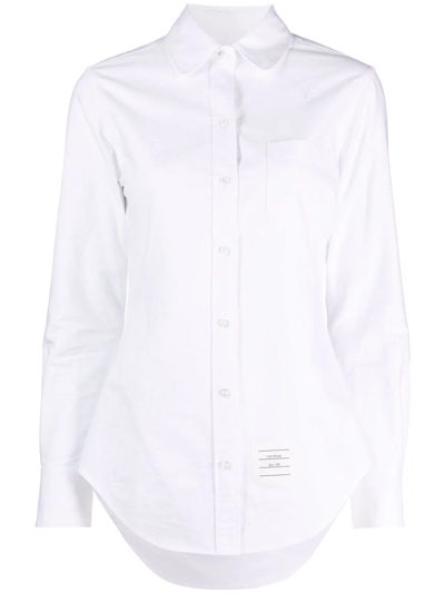 Thom Browne White Classic Oxford Long Sleeve Button Down Point Collar Shirt In White 100