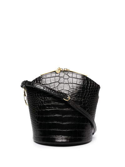 Zac Zac Posen Belay Patent Croc Top Zip Shoulder Bag In Black