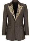 Dolce & Gabbana Lamé Jacquard Single-breasted Blazer In Grey