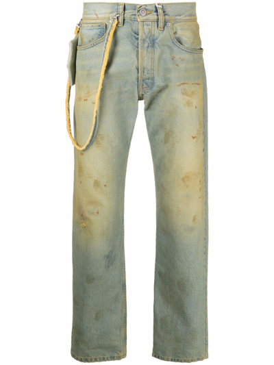 Maison Margiela Distressed Effect Jeans In Beige,light Blue