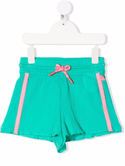 Billieblush Kids' Striped Drawstring Shorts In Green