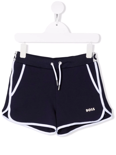 Bosswear Kids' Logo-waistband Cotton Shorts In Blue