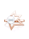 TASAKI 18KT ROSE GOLD COLLECTION LINE COMET PLUS PEARL RING