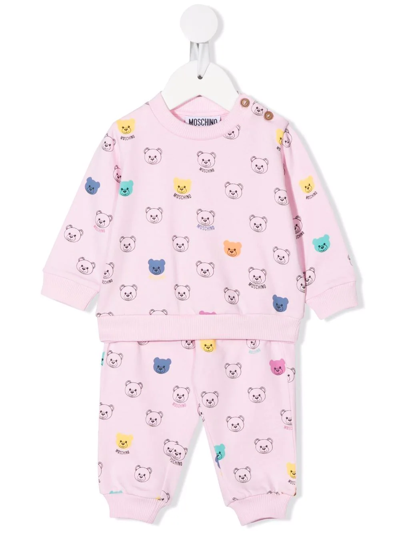 Moschino Babies' Teddy Bear 图案运动套装 In Pink