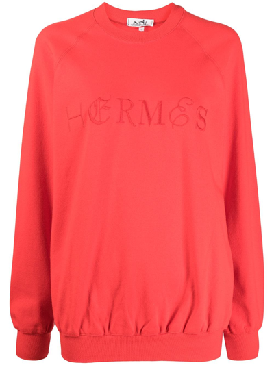 Pre-owned Hermes 2000s  Logo-embroidered Sweatshirt In Red