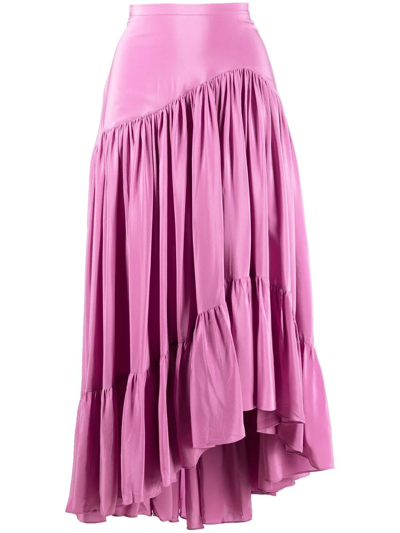 Marni Asymmetric High-low Hem Skirt In Purple