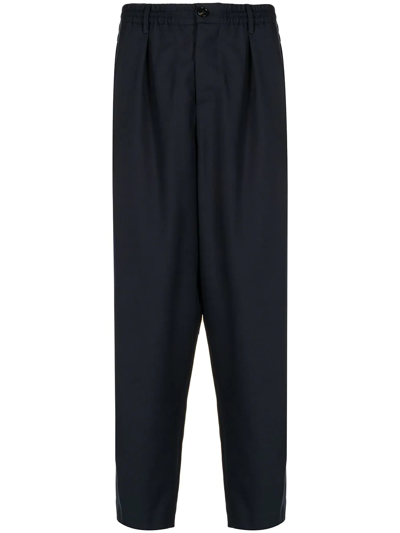 Marni Cropped Tapered Trousers In Blue