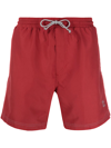 Brunello Cucinelli Embroidered-logo Swim Shorts In Ccs62 Red