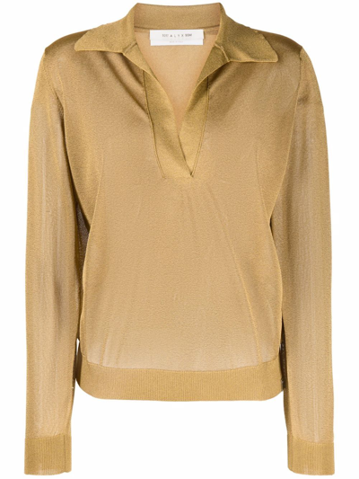 Alyx Fine Knit V-neck Knitted Top In Gold