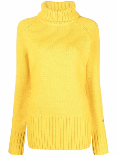 Victoria Beckham Roll-neck Long Wool Jumper In Yellow