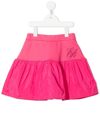 Emporio Armani Logo-embroidered Flared Mini Skirt In Pink