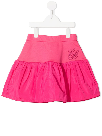Emporio Armani Kids' Logo-embroidered Flared Mini Skirt In Pink