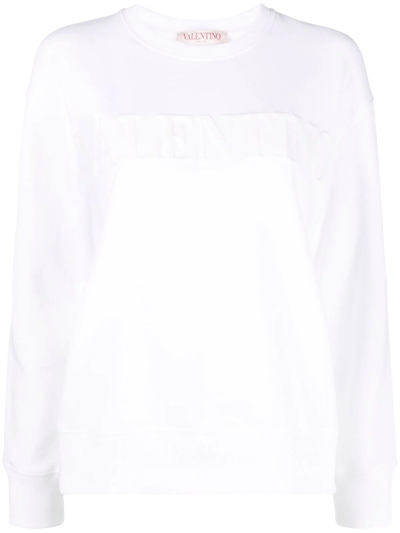 Valentino Sweatshirt With Laminated Embossed Logo In White