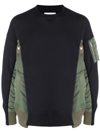 Sacai Bomber Jacket Hybrid Panelled Sweatshirt In Blue