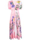 Saloni Long Silk Dress - Atterley In Pink,yellow,green