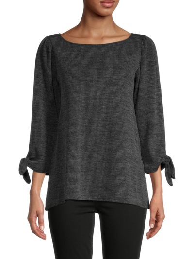 Max Studio Women's Ribbed Top In Charcoal
