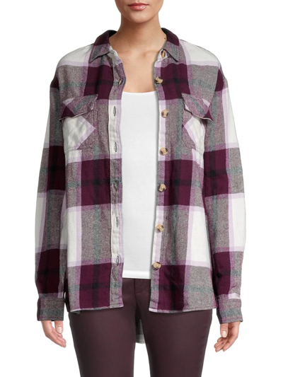 Beach Lunch Lounge Women's Easton Plaid Shirt Jacket In Fig