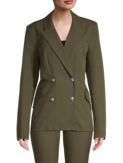 Derek Lam 10 Crosby Ady Double-breasted Cotton-blend Blazer In Army Green