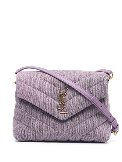 Saint Laurent Mono Denim Mini Bag In Purple