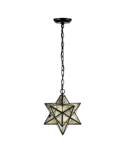 Jonathan Y Stella Moravian Star Glass Led Pendant In Black