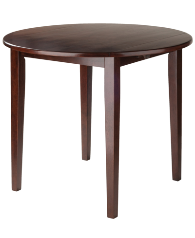 Winsome Clayton 36" Round Drop Leaf Table In Brown