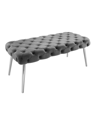 NICOLE MILLER CLAUDE VELVET BUTTON TUFTED BENCH WITH METAL LEGS