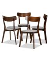 Baxton Studio Parlin Mid-century Modern Transitional Fabric Upholstered 4 Piece Dining Chair Set
