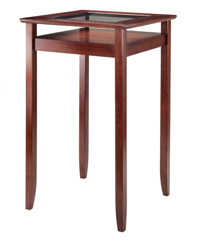 Winsome Halo Pub Table With Glass Inset And Shelf In Brown