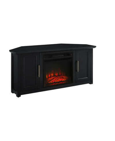 Crosley Camden 48" Corner Tv Stand With Fireplace In Black