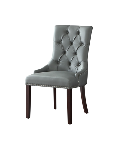 Inspired Home Alberto Tufted Dining Chair With Nailhead And Ring Handle Set Of 2 In Gray