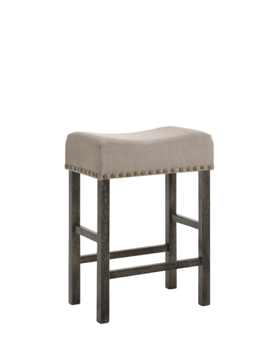 Acme Furniture Martha Ii 2 Piece Counter Height Stools In Tan Linen And Weathered Gray