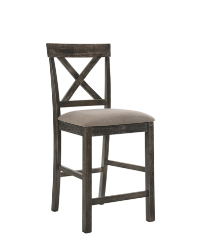 Acme Furniture Martha Ii Counter Height Chairs, Set Of 2 In Tan Linen And Weathered Oak