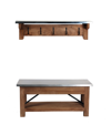 ALATERRE FURNITURE MILLWORK WOOD AND ZINC METAL BENCH WITH COAT HOOK SHELF