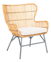 SAFAVIEH LENU RATTAN ACCENT CHAIR WITH CUSHION