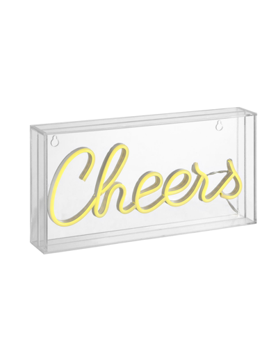 Jonathan Y Cheers Contemporary Glam Acrylic Box Usb Operated Led Neon Light In Yellow