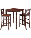 WINSOME PARKLAND 3-PIECE HIGH TABLE WITH 2 BAR V-BACK STOOLS