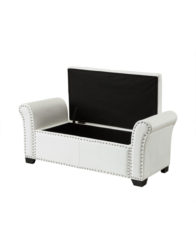 Inspired Home Noah Storage Bench With Nailhead Trim In Ivory