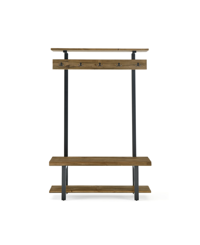 Alaterre Furniture Pomona Entryway Hall Tree With Bench, Shelves And Coat Hooks