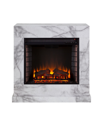 Southern Enterprises Ileana Faux Marble Electric Fireplace In White