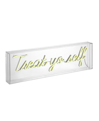 Jonathan Y Treat Yo Self Contemporary Glam Acrylic Box Usb Operated Led Neon Light In White
